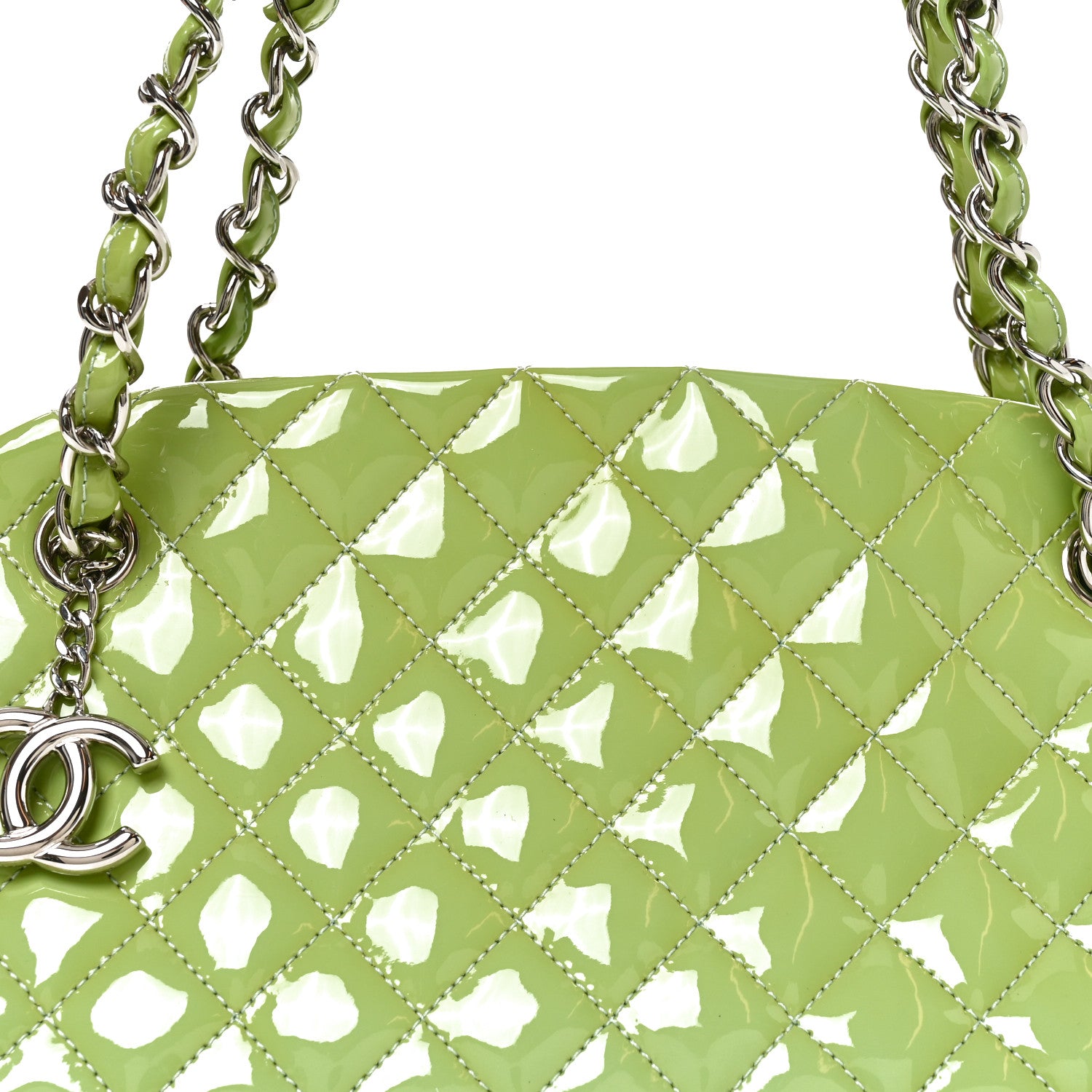 Chanel Patent Quilted Medium Just Mademoiselle Light Green 7 of 9