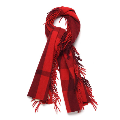 Burberry Merino Wool Half Mega Check Scarf Red 1 of 4