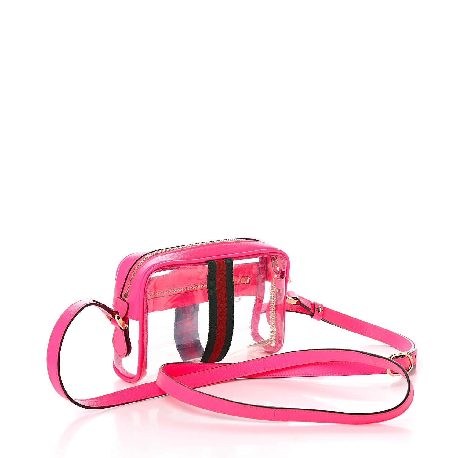 Gucci Vinyl Web Mini Ophidia Transparent Shoulder Bag Fluorescent Fuchsia 2 of 8