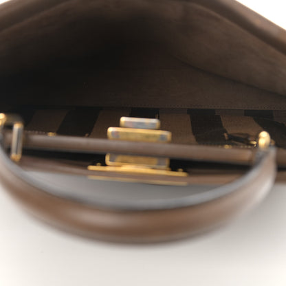 Fendi Vitello Morgan Fabric Jacquard Pequin Medium Peekaboo Iconic Satchel Foresta Tobacco Black 6 of 18