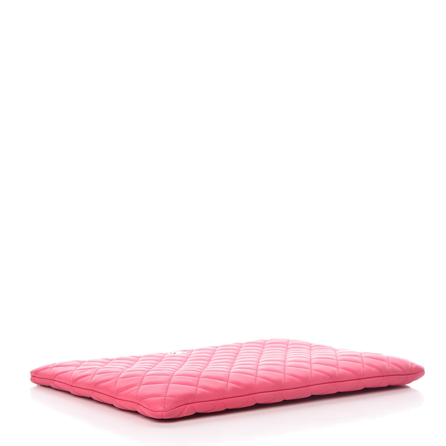 Lambskin Quilted Large Cosmetic Case Dark Pink
