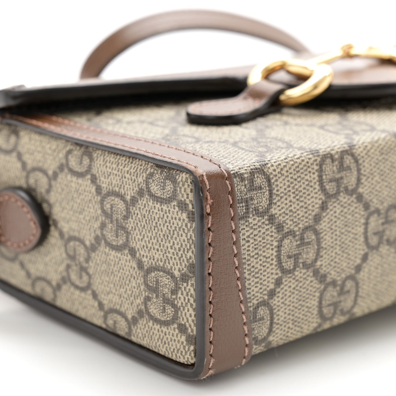 Gucci GG Supreme Monogram Mini Horsebit 1955 Shoulder Bag Beige Brown Sugar 9 of 10