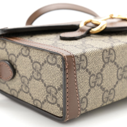 Gucci GG Supreme Monogram Mini Horsebit 1955 Shoulder Bag Beige Brown Sugar 9 of 10