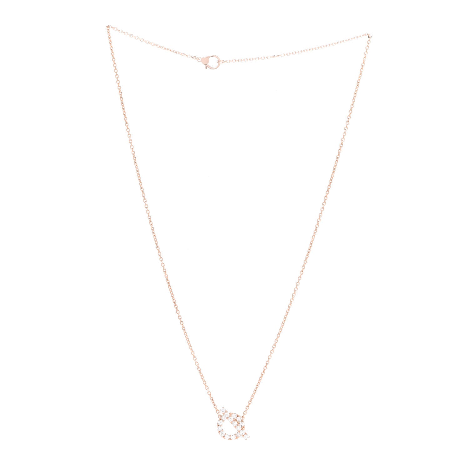 Hermes 18K Rose Gold Diamond Finesse Pendant Necklace 3 of 6