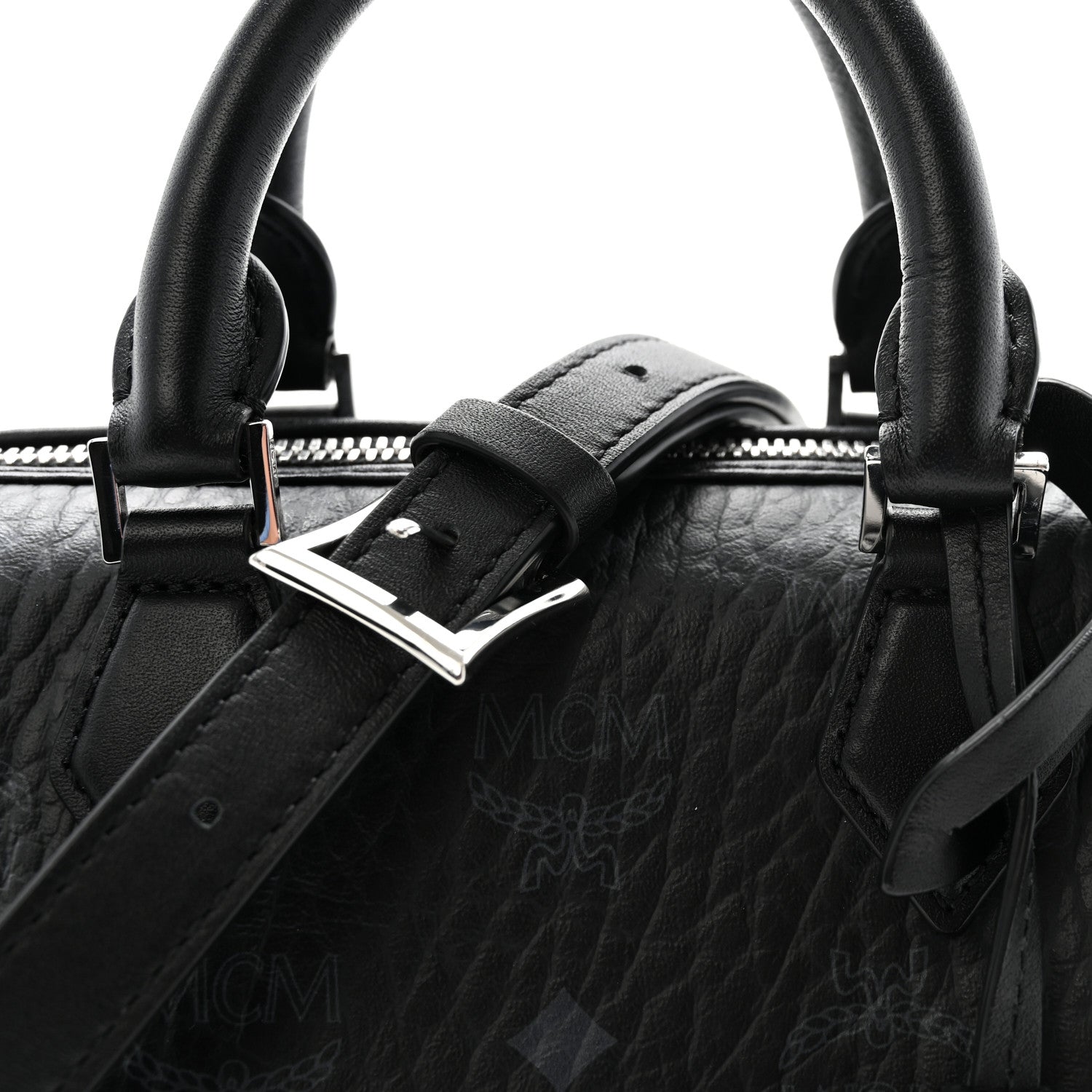 MCM Visetos Small Ella Boston Bag Black 7 of 9