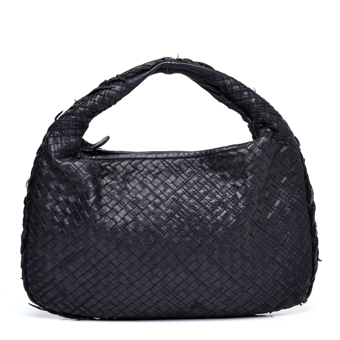 Nappa Intrecciato Fuzzy Medium Veneta Hobo Black