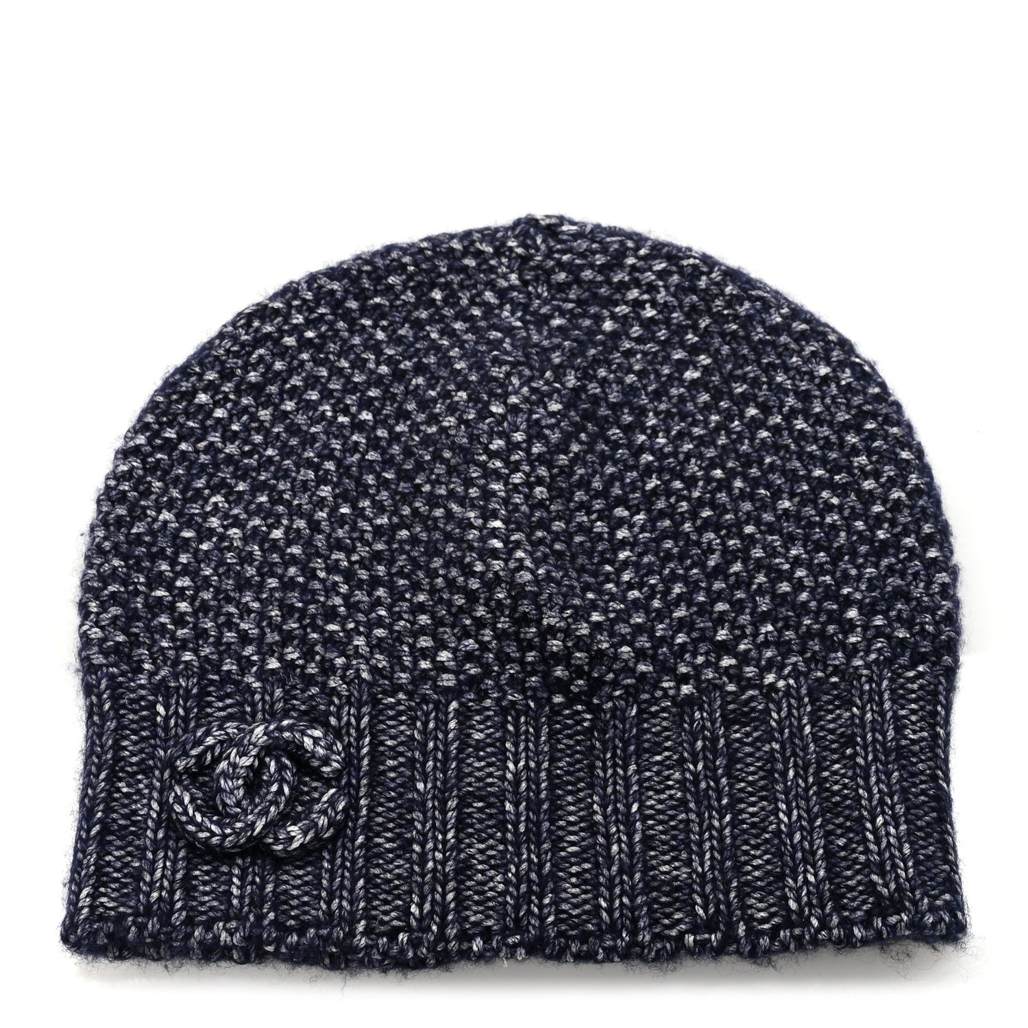 Chanel Cashmere Blend CC Beanie Hat Navy 1 of 5