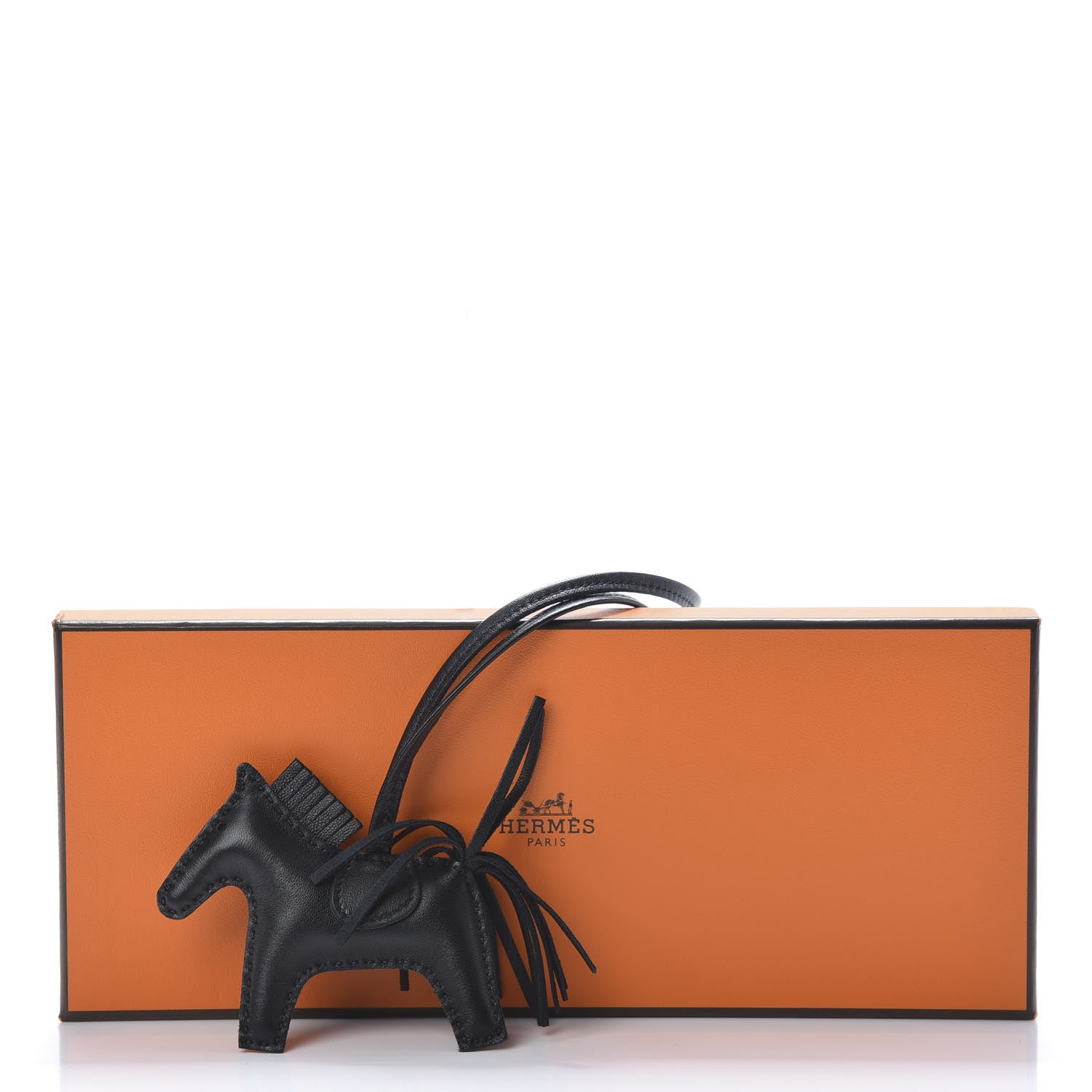 Hermes Milo Lambskin Grigri Rodeo Horse Bag Charm PM So Black 5 of 5