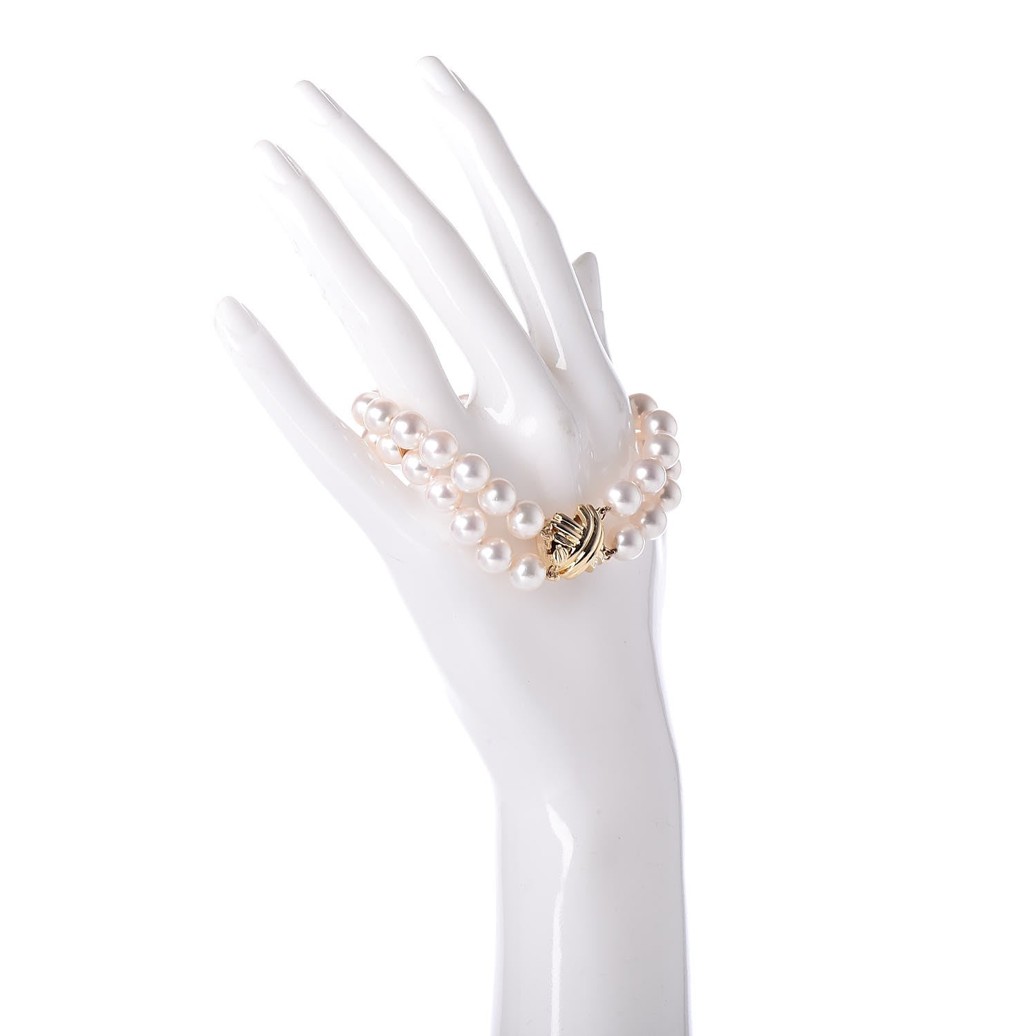 Tiffany 18K Yellow Gold Akoya Pearl 8-8.5mm Signature Double Strand Bracelet 2 of 5