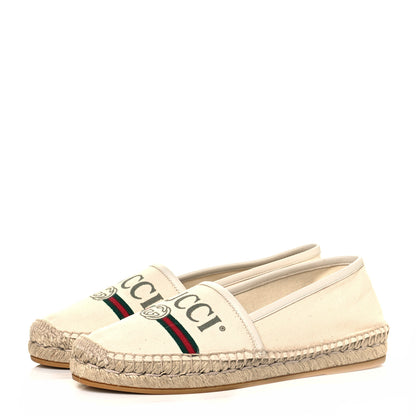 Gucci Canvas Logo Espadrilles 36.5 Greggio White 3 of 8