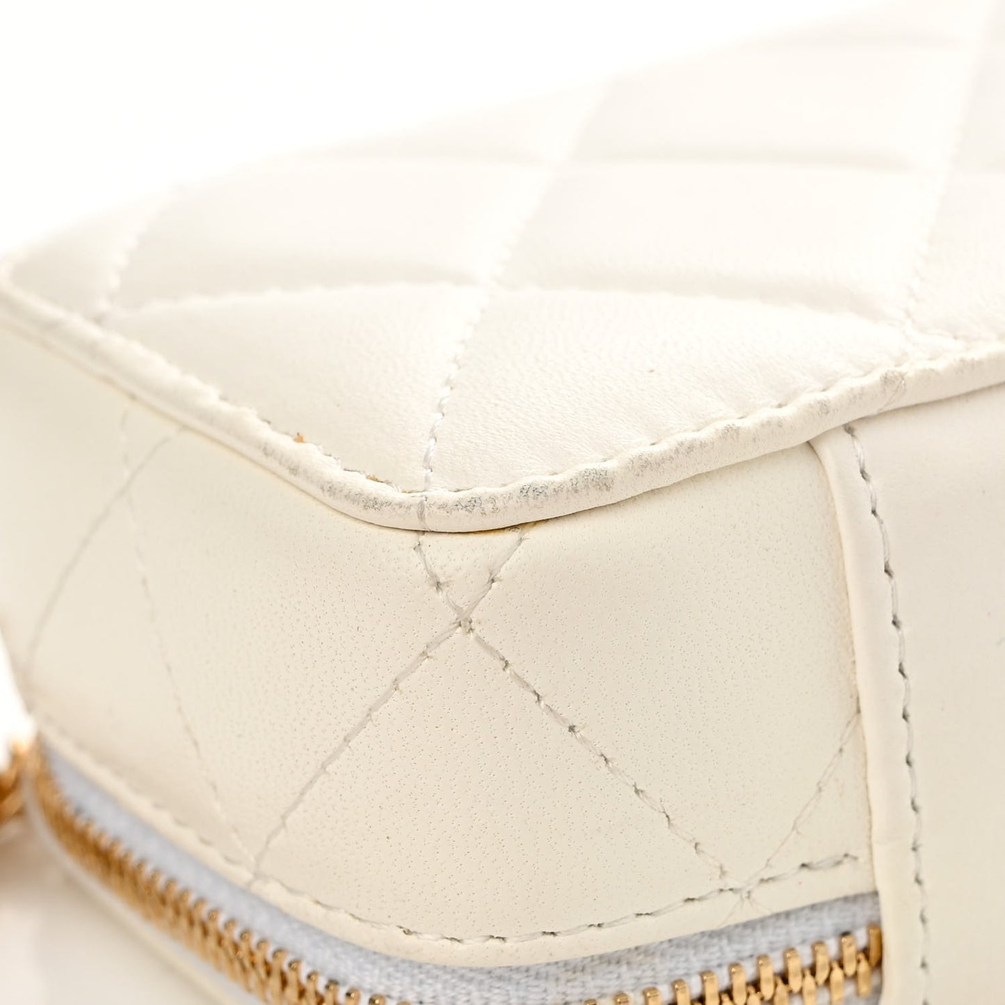 Lambskin Quilted Mini Golden Plate Clutch With Chain White