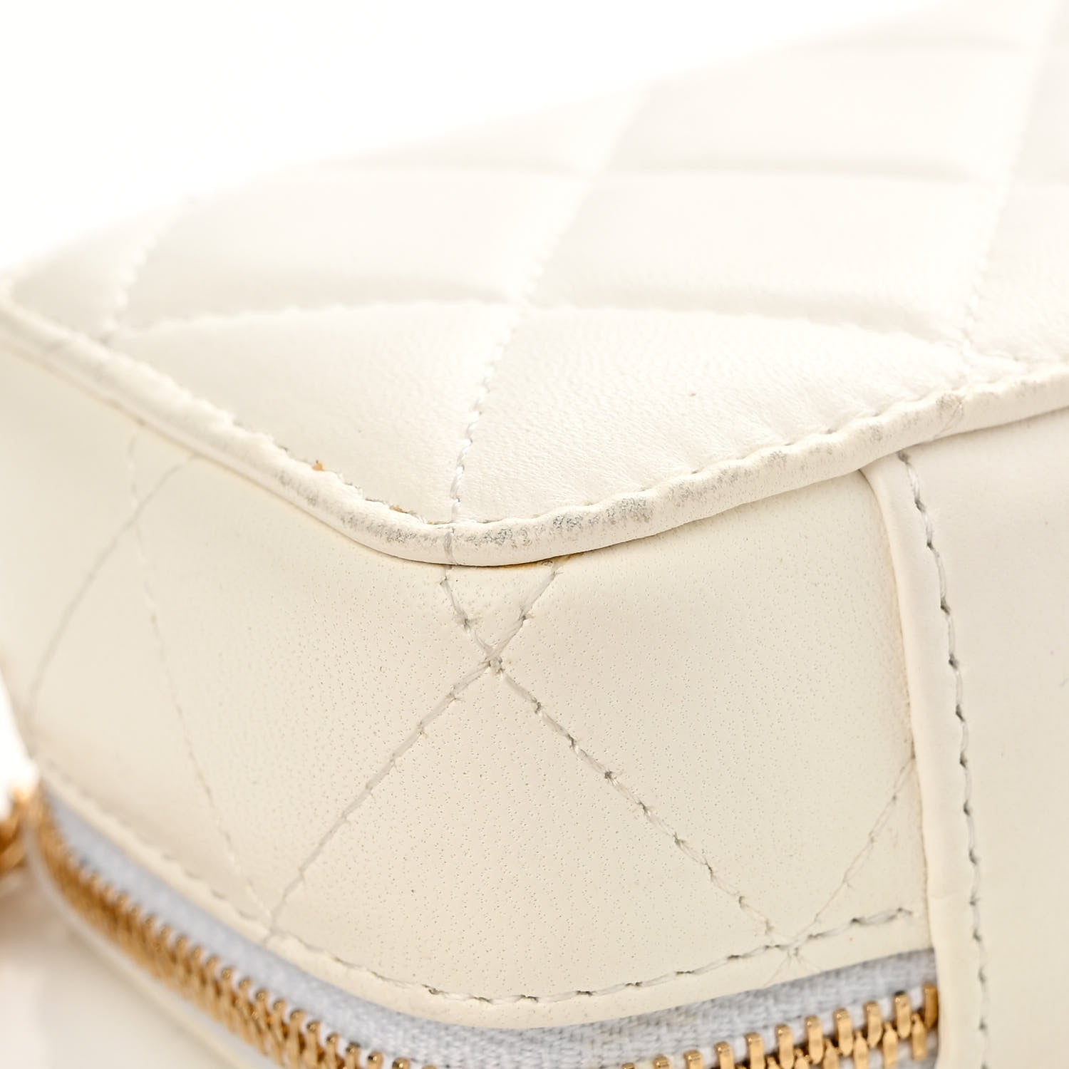 Chanel Lambskin Quilted Mini Golden Plate Clutch With Chain White 11 of 13