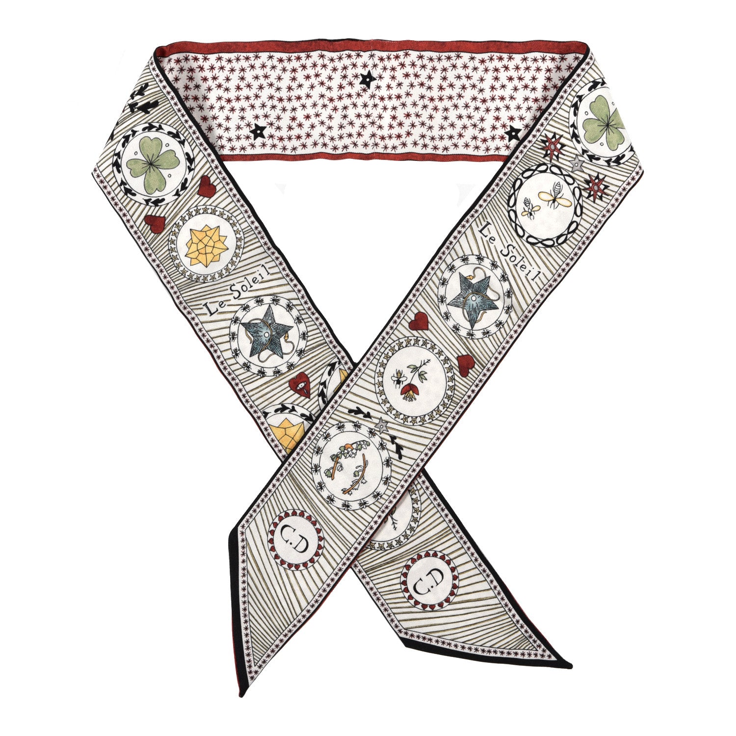 Christian Dior Silk Le Soleil Tarot Mitzah Scarf Off White 1 of 3