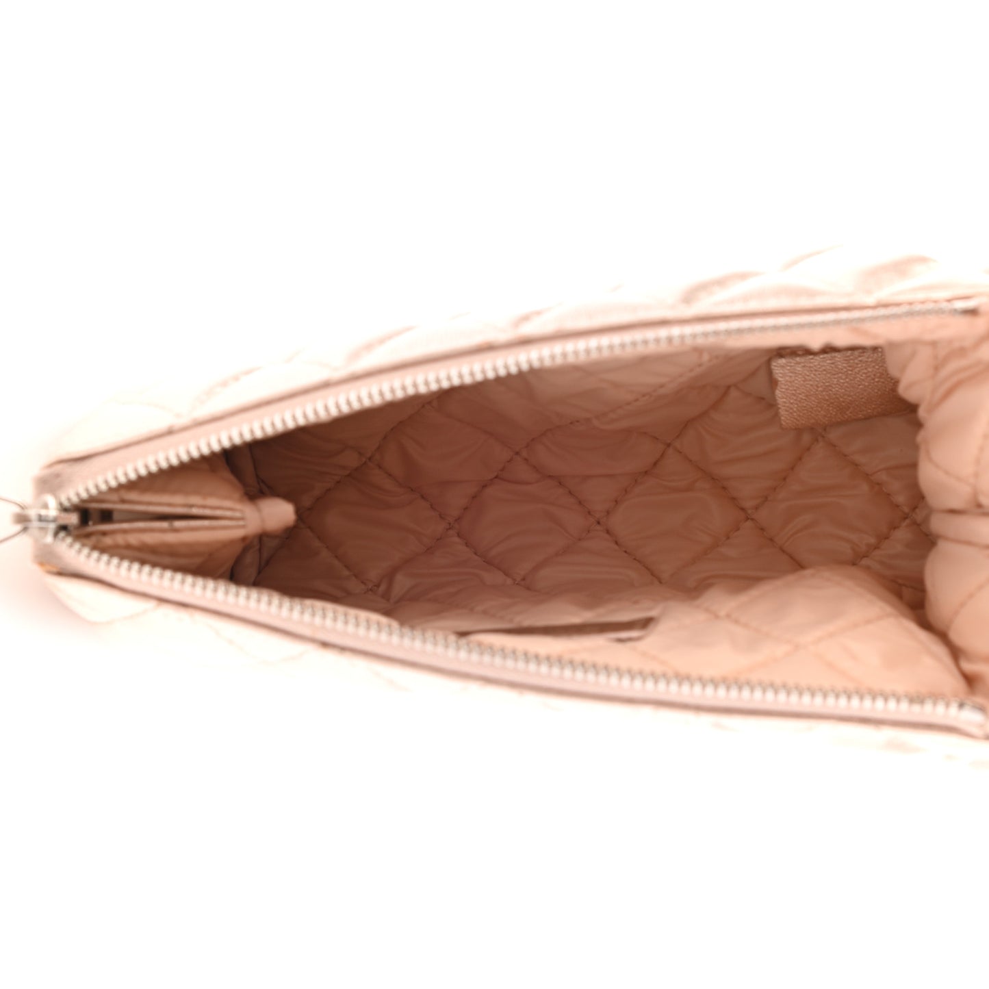 Metallic Lambskin Quilted Cosmetic Pouch Light Gold