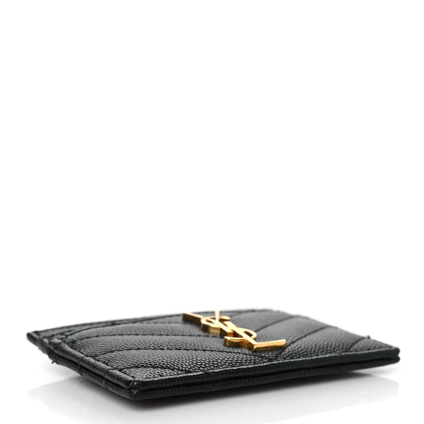 Grain De Poudre Matelasse Chevron Monogram Credit Card Case Black