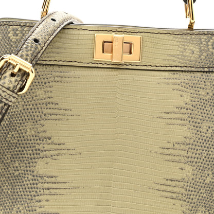 Fendi Lizard Togo Lucido Petite Peekaboo I SEE U Satchel Green Tea 8 of 11
