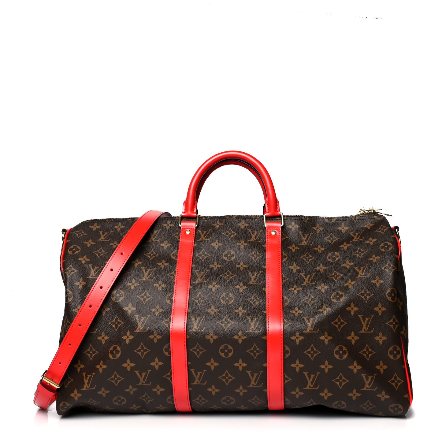 Calfskin Monogram Keepall Bandouliere 50 Coquelicot