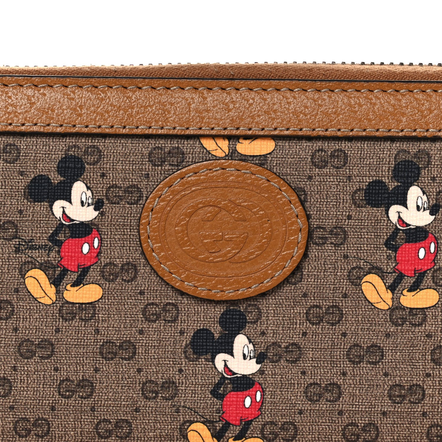 Gucci X DISNEY Mini Vintage GG Supreme Monogram Mickey Mouse Zip Around Wallet Beige Vintage Sun Oil 8 of 12