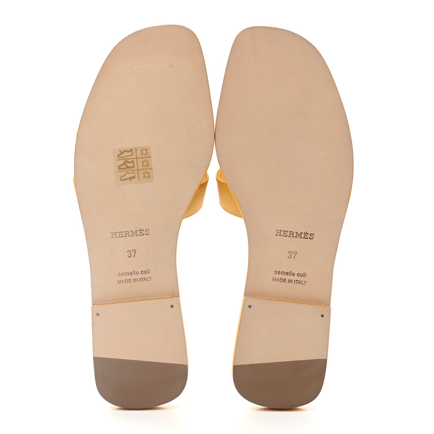 Hermes Epsom Oran Sandals 37 Jaune Sable 5 of 8