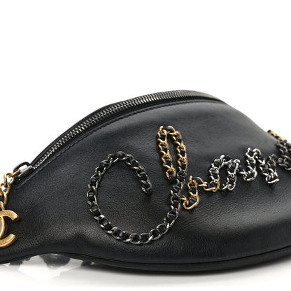 Chanel Calfskin Chain 20s Signe Waist Bag Black 8 of 11