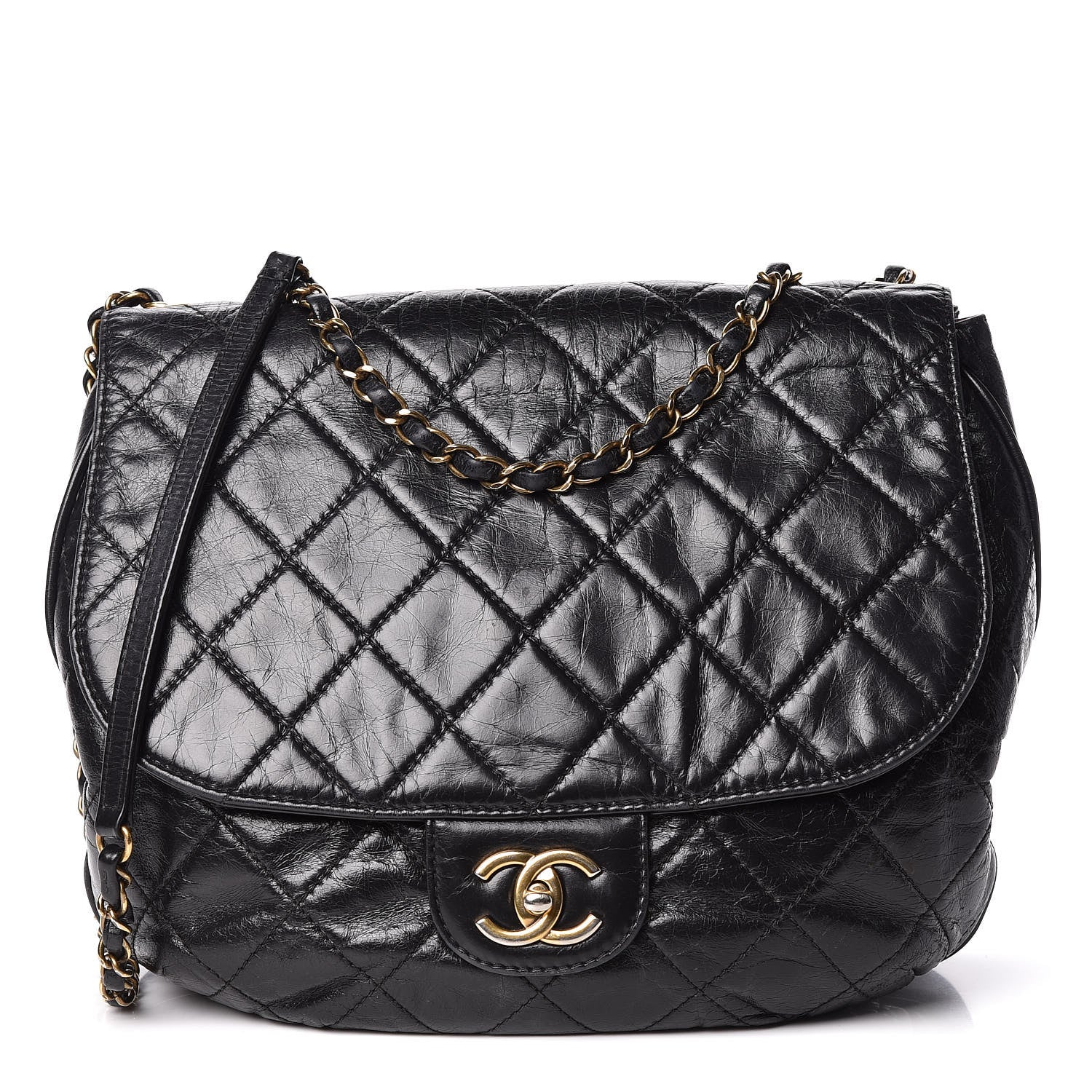 Chanel Aged Glazed Calfskin Quilted Large Bubble CC Flap Black 1 of 9