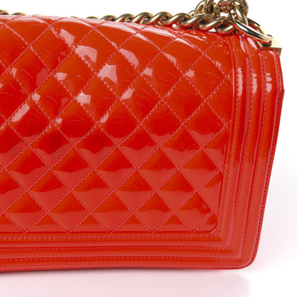 Chanel Patent Quilted Medium Boy Flap Orange 20 of 20