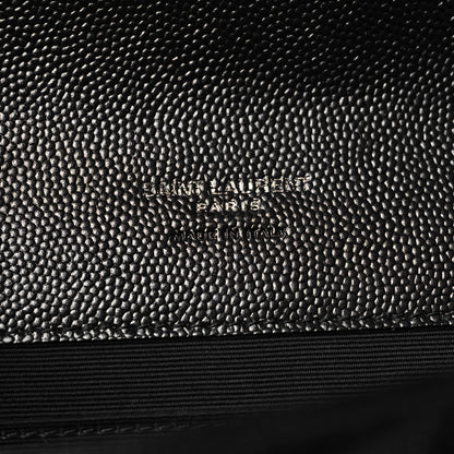 Saint Laurent Grain De Poudre Matelasse Chevron Monogram Envelope Clutch Black 6 of 11