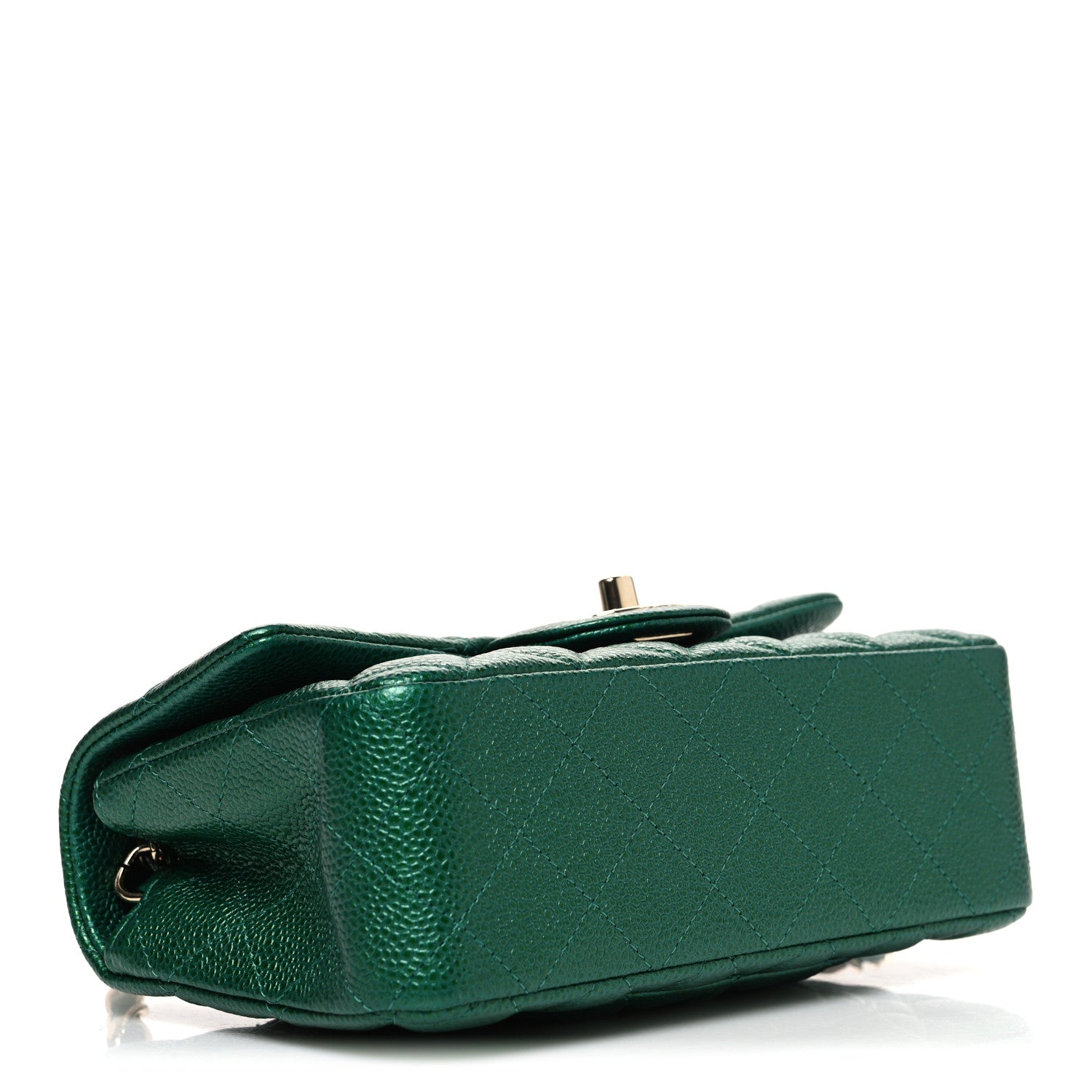 Chanel Metallic Caviar Quilted Mini Rectangular Flap Green 4 of 11