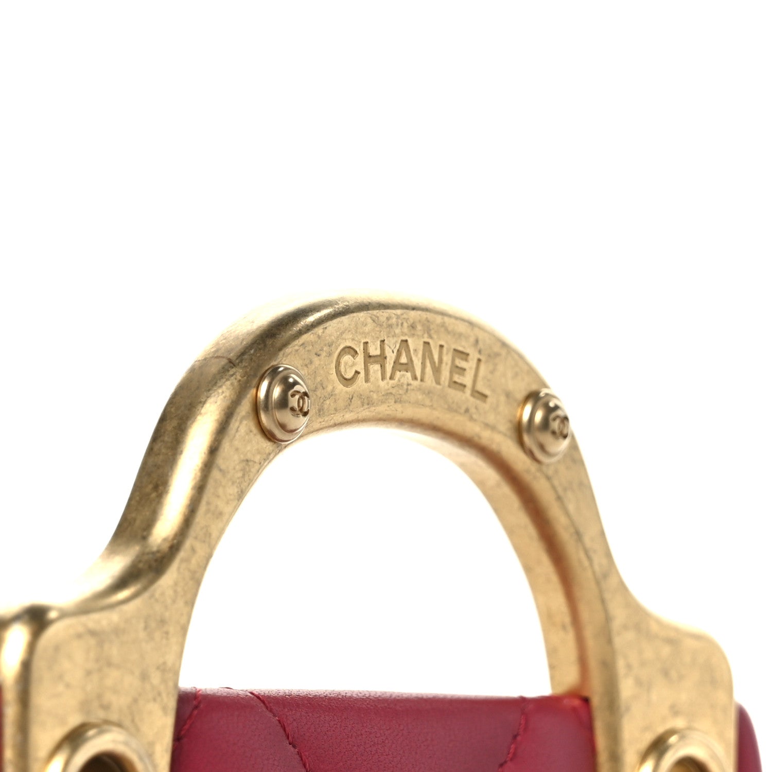 Chanel Calfskin Quilted Lady Handle Flap Card Holder With Chain Dark Pink 9 of 13
