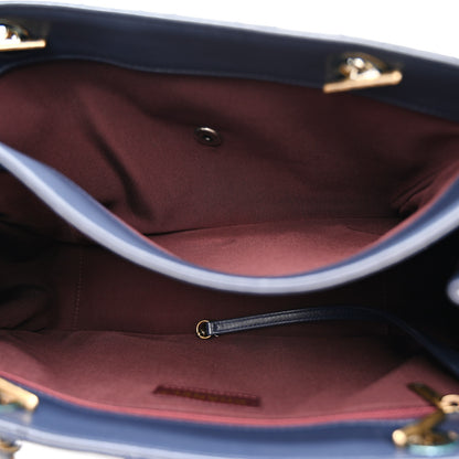 Chanel Lambskin Stitched Medium Around The Corner Shopping Tote Deep Marine 5 of 10