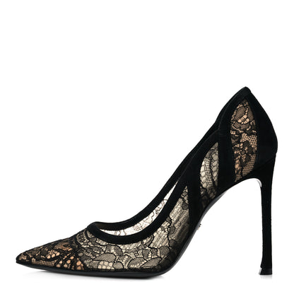 Christian Dior Lace Suede Lingerie Pumps 36.5 Black 1 of 8