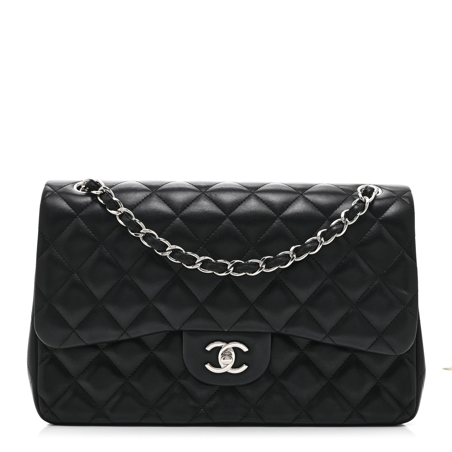 Chanel Lambskin Quilted Jumbo Double Flap Black 1 of 10
