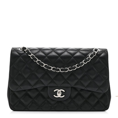 Chanel Lambskin Quilted Jumbo Double Flap Black 1 of 10