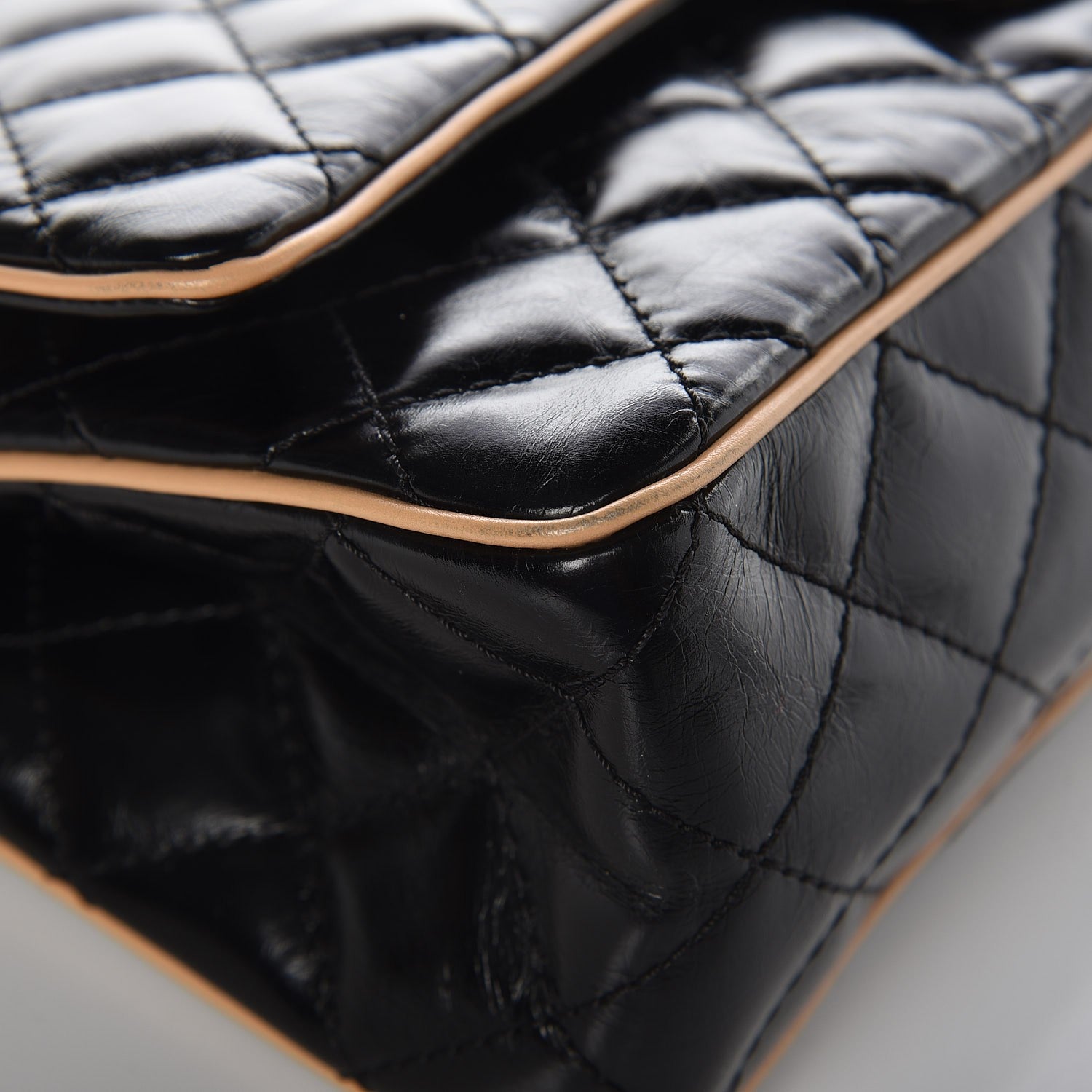 Chanel Glazed Calfskin Quilted 2.55 Reissue 226 Flap Black Beige 8 of 12
