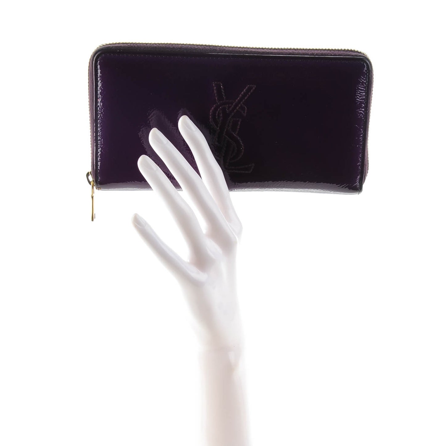 Textured Patent Calfskin Belle De Jour Zip Around Wallet Purple