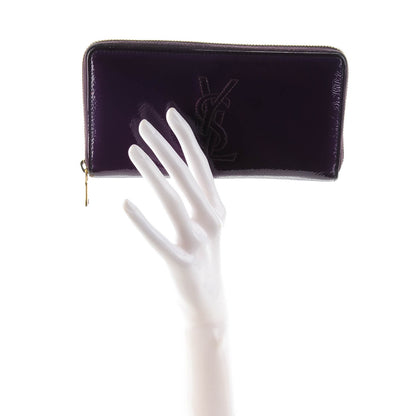 Saint Laurent Textured Patent Calfskin Belle De Jour Zip Around Wallet Purple 2 of 8