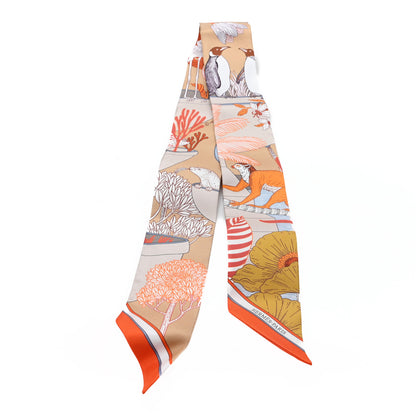Hermes Silk Precious Paradise Twilly Beige Doré Orange Gris Bleu 2 of 3