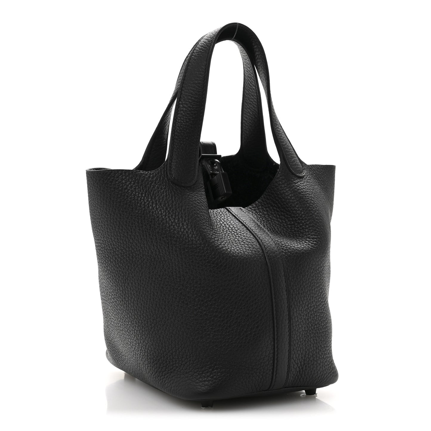 Taurillon Clemence Monochrome Picotin Lock 18 PM Black