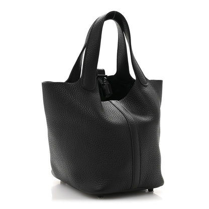 Hermes Taurillon Clemence Monochrome Picotin Lock 18 PM Black 3 of 11
