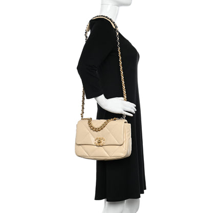 Chanel Goatskin Quilted Medium Chanel 19 Flap Beige 2 of 11