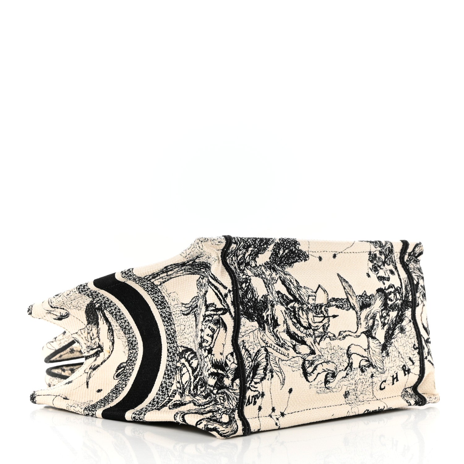 Christian Dior Canvas Embroidered Small Zodiac Toile De Jouy Book Tote Latte 4 of 10