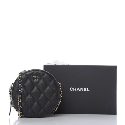 Chanel Caviar Quilted Round Clutch With Chain Black 10 of 10