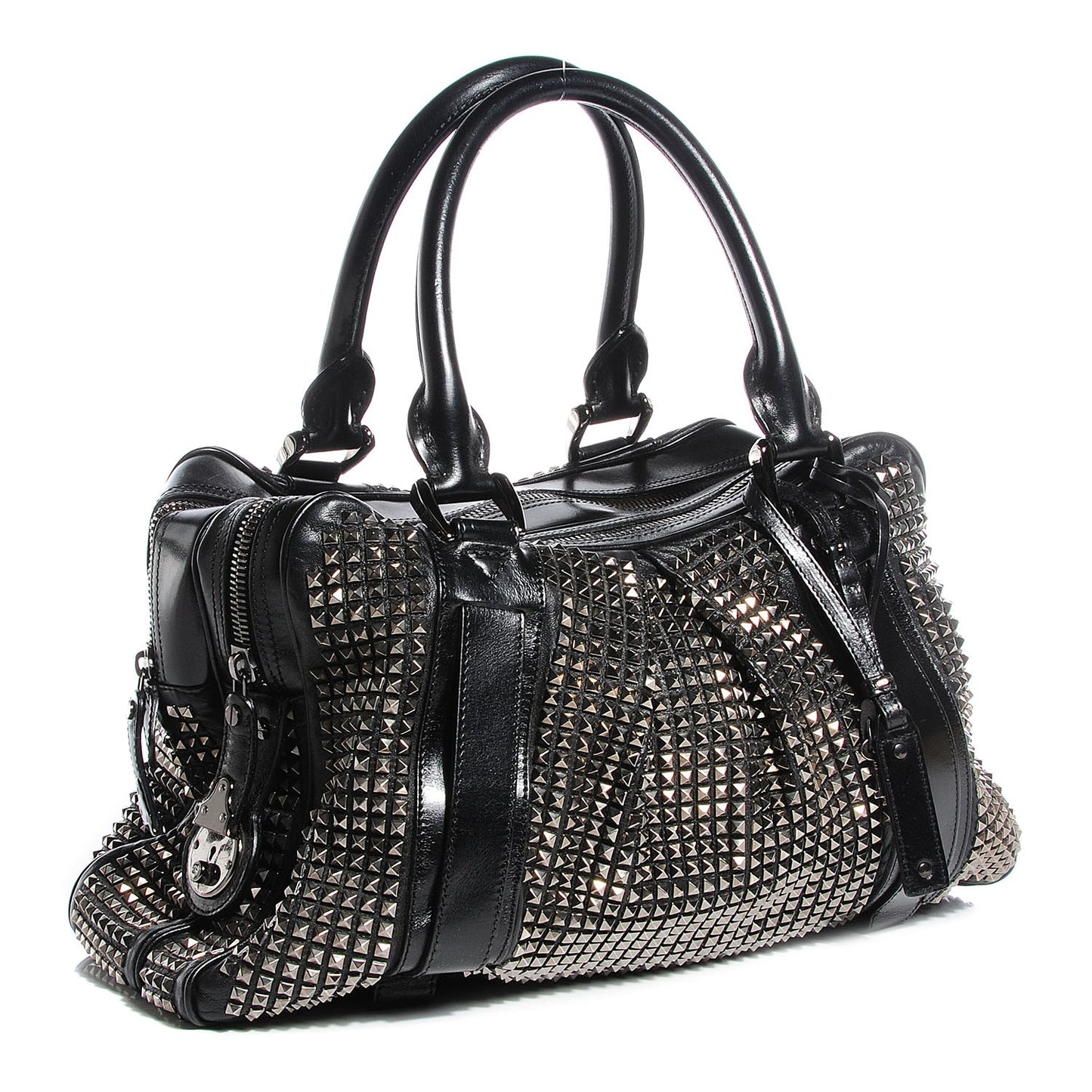 Prorsum Calfskin Studded Knight Satchel Black