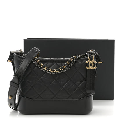 Chanel Aged Calfskin Quilted Small Gabrielle Hobo Black 11 of 11