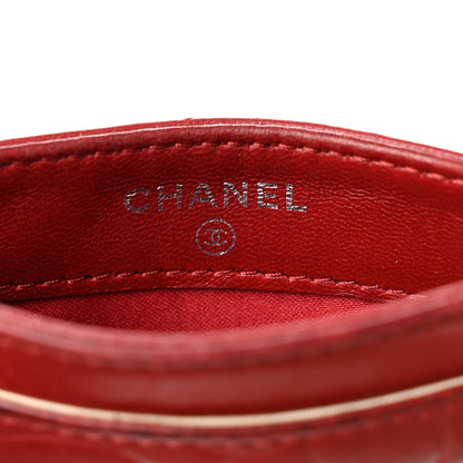 Chanel Lambskin Camellia Card Holder Dark Red 5 of 7