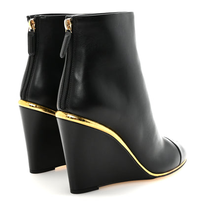 Chanel Lambskin Cap Toe Wedge Ankle Boots 38 Black 5 of 10