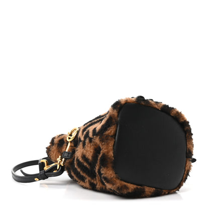 Fendi Shearling Vitello Dolce F is Fendi Macro FF 1974 Mini Mon Tresor Bucket Bag Tobacco Black 3 of 9