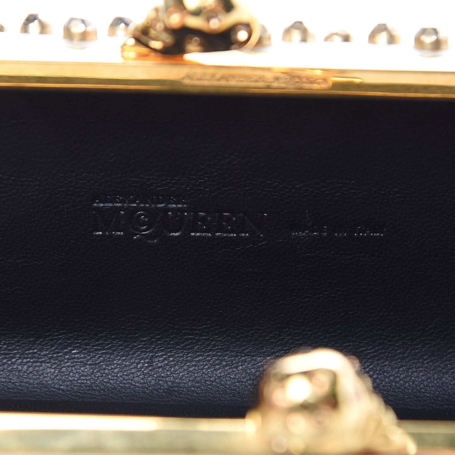 Nappa Studded Twin Skull Box Clutch Ivory