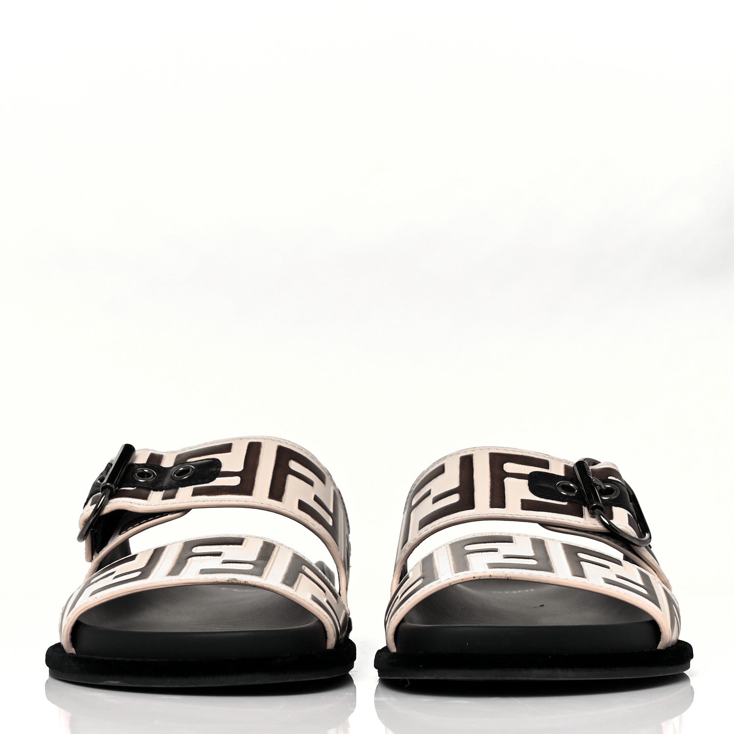 Fendi Calfskin FF Embossed Slide Sandals 36 Camelia Moresco 2 of 8