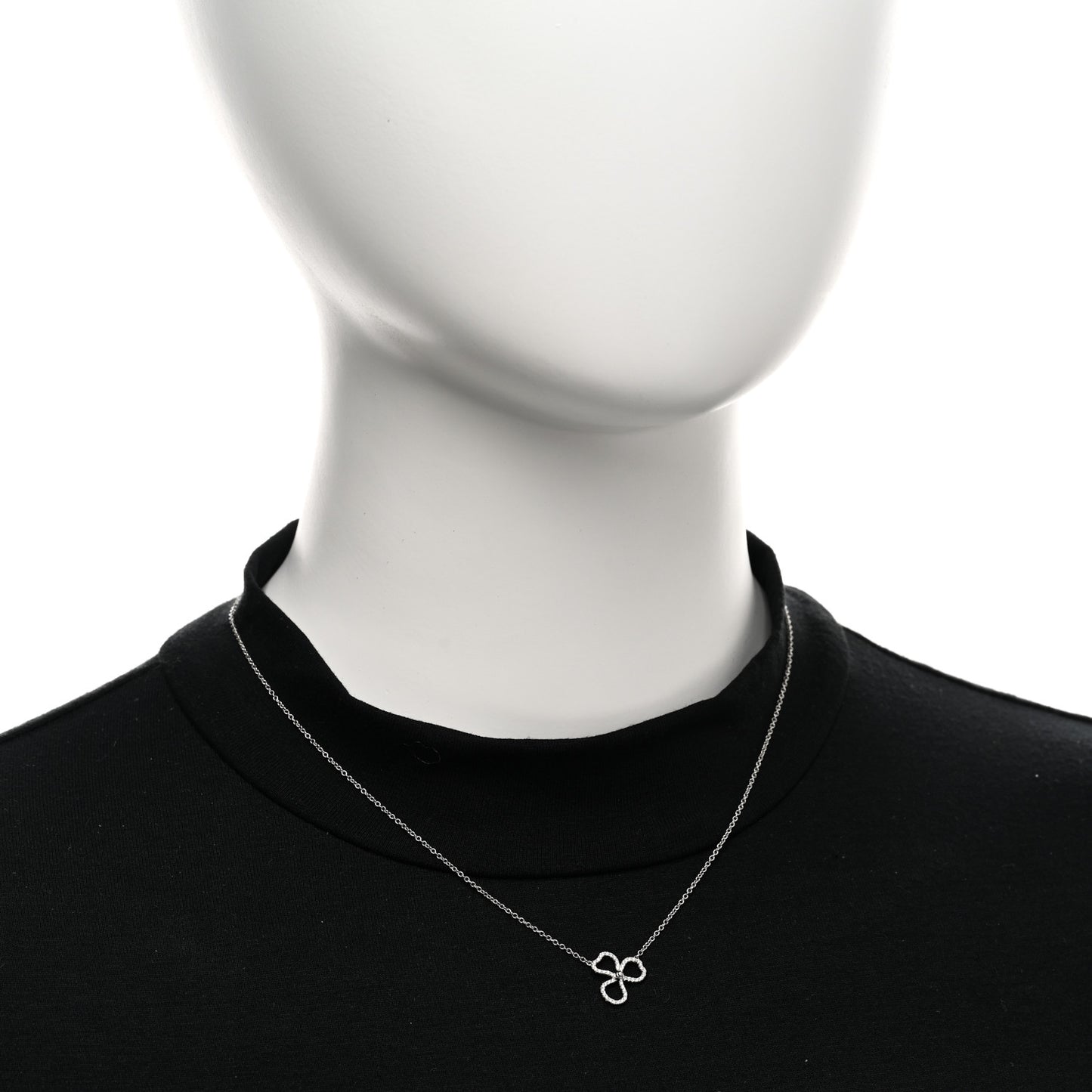 Platinum Diamond Mini Paper Flowers Pendant Necklace